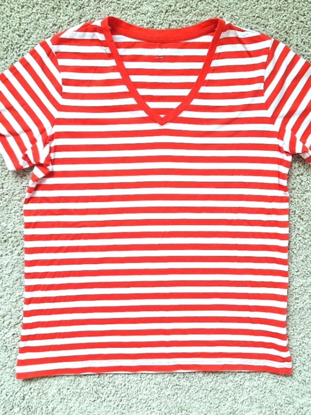 Classic Red & White Striped V-Neck Tee